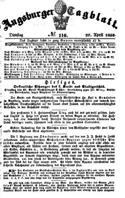 Augsburger Tagblatt Dienstag 27. April 1852