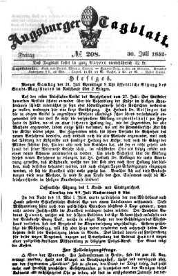 Augsburger Tagblatt Freitag 30. Juli 1852