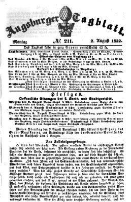 Augsburger Tagblatt Montag 2. August 1852