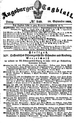 Augsburger Tagblatt Freitag 10. September 1852