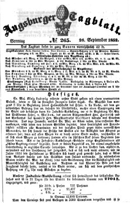 Augsburger Tagblatt Sonntag 26. September 1852