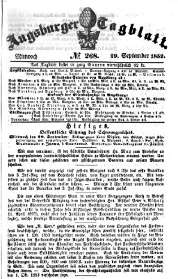 Augsburger Tagblatt Mittwoch 29. September 1852