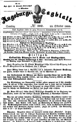 Augsburger Tagblatt Samstag 23. Oktober 1852