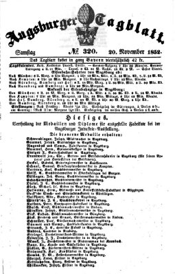 Augsburger Tagblatt Samstag 20. November 1852