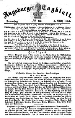 Augsburger Tagblatt Donnerstag 3. März 1853