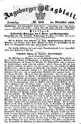 Augsburger Tagblatt Donnerstag 10. November 1853