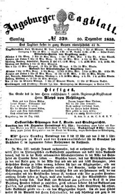 Augsburger Tagblatt Samstag 10. Dezember 1853