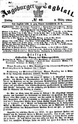 Augsburger Tagblatt Freitag 3. März 1854