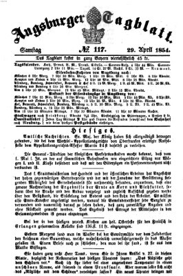 Augsburger Tagblatt Samstag 29. April 1854