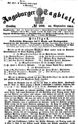 Augsburger Tagblatt Samstag 30. September 1854