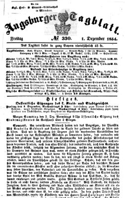 Augsburger Tagblatt Freitag 1. Dezember 1854