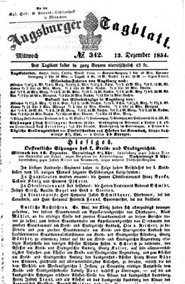Augsburger Tagblatt Mittwoch 13. Dezember 1854