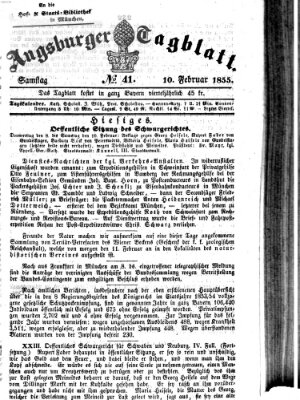Augsburger Tagblatt Samstag 10. Februar 1855