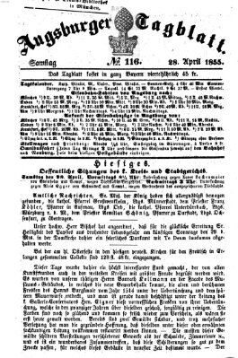Augsburger Tagblatt Samstag 28. April 1855