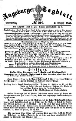 Augsburger Tagblatt Donnerstag 2. August 1855