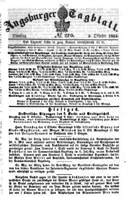 Augsburger Tagblatt Dienstag 2. Oktober 1855