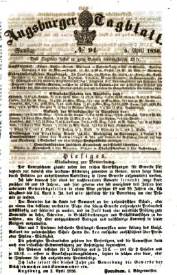 Augsburger Tagblatt Samstag 5. April 1856