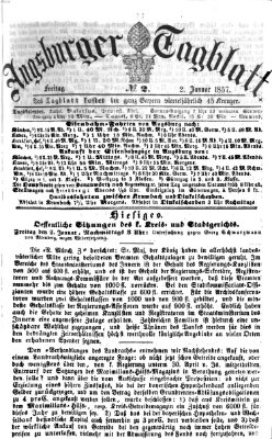 Augsburger Tagblatt Freitag 2. Januar 1857