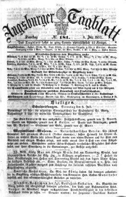 Augsburger Tagblatt Samstag 4. Juli 1857