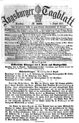 Augsburger Tagblatt Samstag 1. August 1857