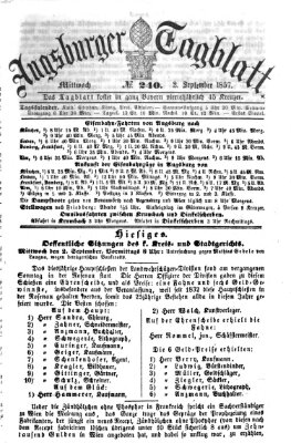 Augsburger Tagblatt Mittwoch 2. September 1857