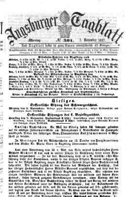 Augsburger Tagblatt Montag 2. November 1857