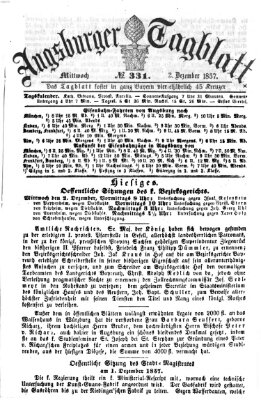 Augsburger Tagblatt Mittwoch 2. Dezember 1857