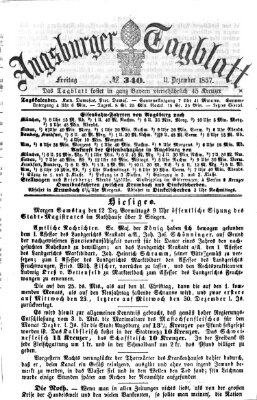 Augsburger Tagblatt Freitag 11. Dezember 1857