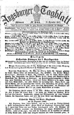 Augsburger Tagblatt Mittwoch 16. Dezember 1857