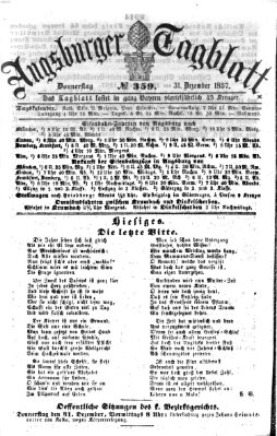 Augsburger Tagblatt Donnerstag 31. Dezember 1857