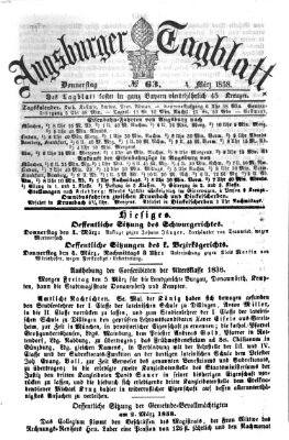 Augsburger Tagblatt Donnerstag 4. März 1858