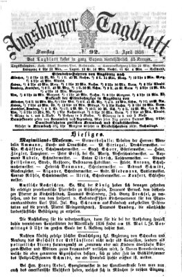 Augsburger Tagblatt Samstag 3. April 1858
