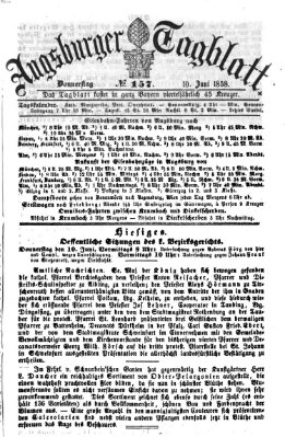 Augsburger Tagblatt Donnerstag 10. Juni 1858