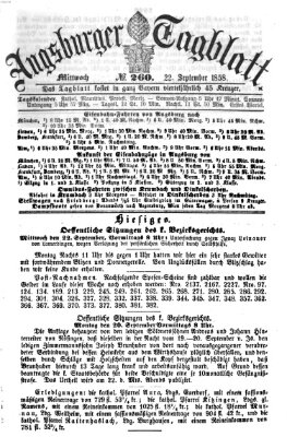 Augsburger Tagblatt Mittwoch 22. September 1858