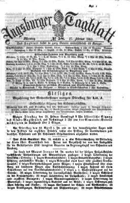 Augsburger Tagblatt Montag 27. Februar 1860