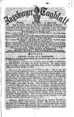 Augsburger Tagblatt Samstag 14. April 1860