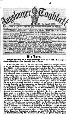 Augsburger Tagblatt Freitag 3. August 1860