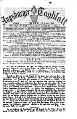 Augsburger Tagblatt Freitag 24. August 1860