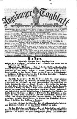 Augsburger Tagblatt Samstag 3. November 1860