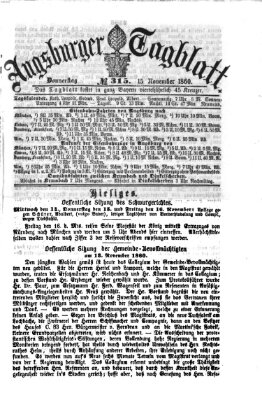 Augsburger Tagblatt Donnerstag 15. November 1860