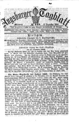 Augsburger Tagblatt Mittwoch 12. Dezember 1860