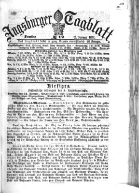 Augsburger Tagblatt Samstag 12. Januar 1861