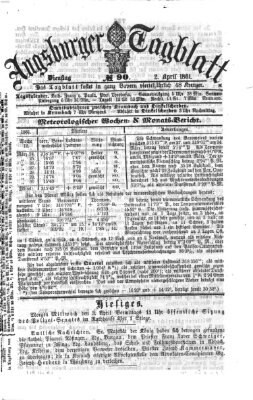 Augsburger Tagblatt Dienstag 2. April 1861