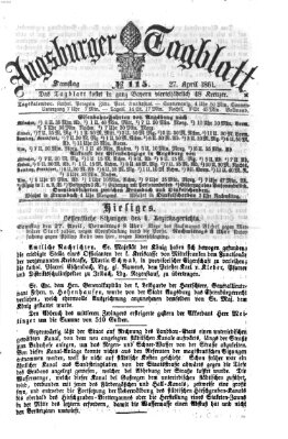 Augsburger Tagblatt Samstag 27. April 1861