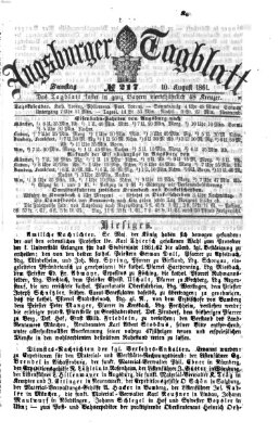 Augsburger Tagblatt Samstag 10. August 1861