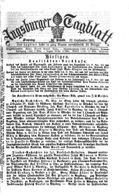 Augsburger Tagblatt Sonntag 22. September 1861