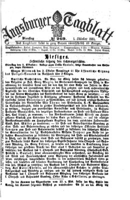 Augsburger Tagblatt Dienstag 1. Oktober 1861