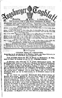 Augsburger Tagblatt Donnerstag 3. Oktober 1861