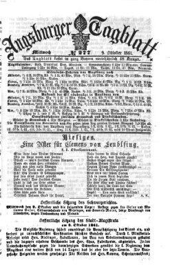 Augsburger Tagblatt Mittwoch 9. Oktober 1861