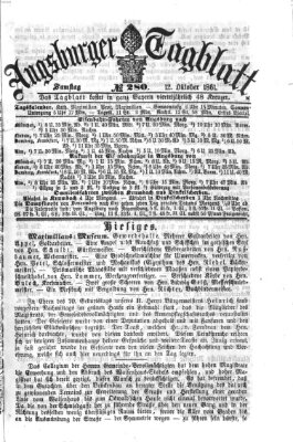 Augsburger Tagblatt Samstag 12. Oktober 1861